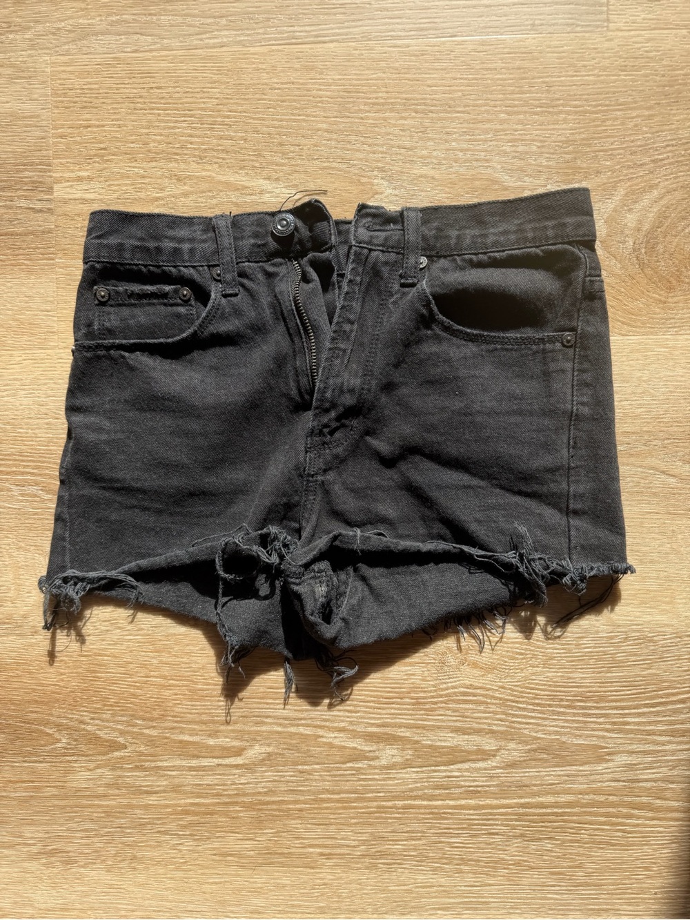 High-Rise Black Distressed Women's Jean Shorts